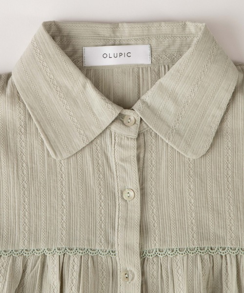 OLUPIC（オルピック）の「OLUPIC/【WEB限定】ストライプレースパフスリーブブラウス（シャツ/ブラウス・レディース・ブラック/グリーン/ホワイト・FREE）」の13枚目の写真