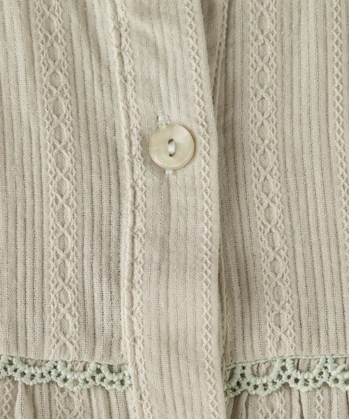 OLUPIC（オルピック）の「OLUPIC/【WEB限定】ストライプレースパフスリーブブラウス（シャツ/ブラウス・レディース・ブラック/グリーン/ホワイト・FREE）」の7枚目の写真