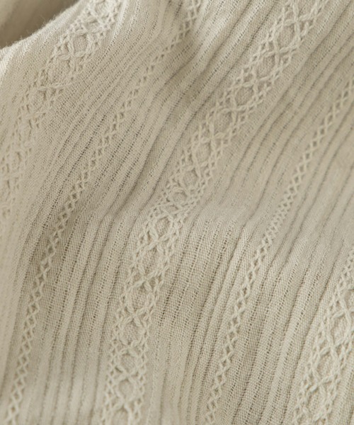 OLUPIC（オルピック）の「OLUPIC/【WEB限定】ストライプレースパフスリーブブラウス（シャツ/ブラウス・レディース・ブラック/グリーン/ホワイト・FREE）」の10枚目の写真