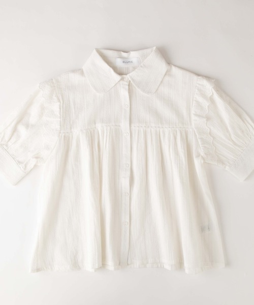 OLUPIC（オルピック）の「OLUPIC/【WEB限定】ストライプレースパフスリーブブラウス（シャツ/ブラウス・レディース・ブラック/グリーン/ホワイト・FREE）」の9枚目の写真