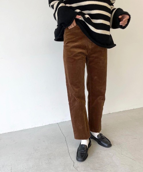 CANAL JEAN（キャナルジーン）の「RED CHOP WORKS(レッドチョップワークス) コーデュロイクロップドパンツ（その他パンツ・レディース・ブラウン/ダークベージュ/ホワイト・36/38）」の7枚目の写真