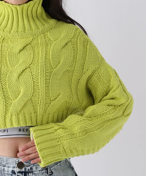 repipi armario(レピピ アルマリオ)の「ケーブルショートニット(ニット/セーター・キッズ・ブラック/ベージュ/イエロー・LARGE/MEDIUM)」の17枚目の写真