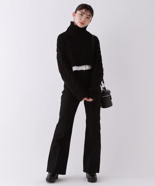 repipi armario(レピピ アルマリオ)の「ケーブルショートニット(ニット/セーター・キッズ・ブラック/ベージュ/イエロー・LARGE/MEDIUM)」の4枚目の写真