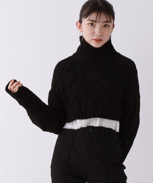 repipi armario(レピピ アルマリオ)の「ケーブルショートニット(ニット/セーター・キッズ・ブラック/ベージュ/イエロー・LARGE/MEDIUM)」の6枚目の写真