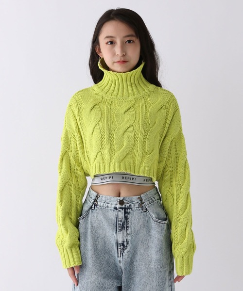 repipi armario(レピピ アルマリオ)の「ケーブルショートニット(ニット/セーター・キッズ・ブラック/ベージュ/イエロー・LARGE/MEDIUM)」の13枚目の写真