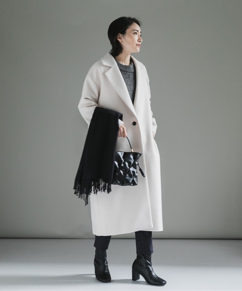 KATHARINE ROSS（キャサリンロス）の「【KATHARINE ROSS】日本製 ニードルジャージチェスターコート（チェスターコート・レディース・ネイビー/ライトグリーン/アイボリー・MEDIUM）」の9枚目の写真