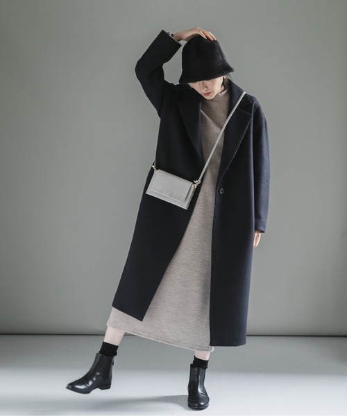 KATHARINE ROSS（キャサリンロス）の「【KATHARINE ROSS】日本製 ニードルジャージチェスターコート（チェスターコート・レディース・ネイビー/ライトグリーン/アイボリー・MEDIUM）」の5枚目の写真