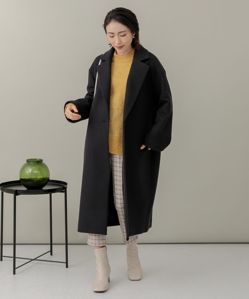 KATHARINE ROSS（キャサリンロス）の「【KATHARINE ROSS】日本製 ニードルジャージチェスターコート（チェスターコート・レディース・ネイビー/ライトグリーン/アイボリー・MEDIUM）」の15枚目の写真