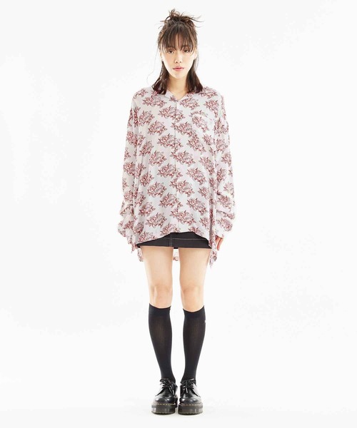 X-girl(エックスガール)の「TATOO PATTERN L/S SHIRT(シャツ/ブラウス・レディース・オフホワイト/ブラック・S/M)」の3枚目の写真