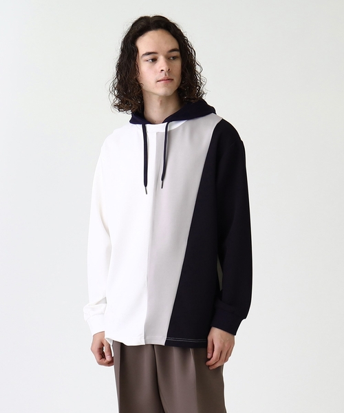 tk.TAKEO KIKUCHI（ティーケータケオキクチ）の「◆L&Sアシンメトリーフーディ（パーカー・メンズ・ホワイト系5/ベージュ系4/ダークグリーン系4・01/02/03/04）」の16枚目の写真