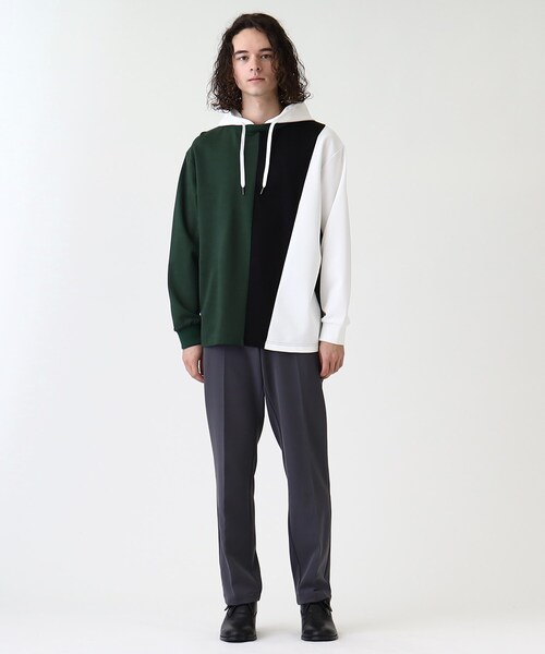 tk.TAKEO KIKUCHI（ティーケータケオキクチ）の「◆L&Sアシンメトリーフーディ（パーカー・メンズ・ホワイト系5/ベージュ系4/ダークグリーン系4・01/02/03/04）」の5枚目の写真