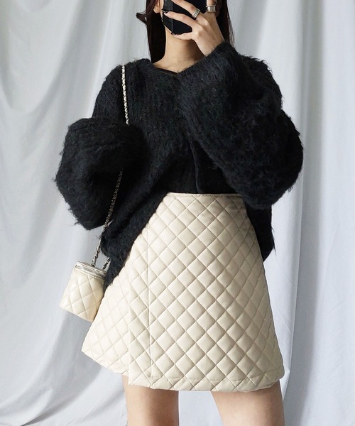 キルティングダウンスカート　インナーパンツ付き スカート 「インナーパンツ付き」キルティングギャザーたっぷり