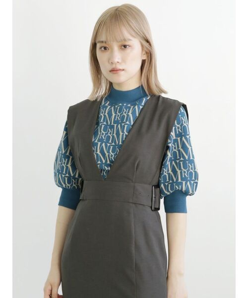 MURUA(ムルーア)の「パターンジャガートハーフニット(ニット/セーター・レディース・ブラック/オレンジ/ブルー/グリーン・FREE)」の6枚目の写真