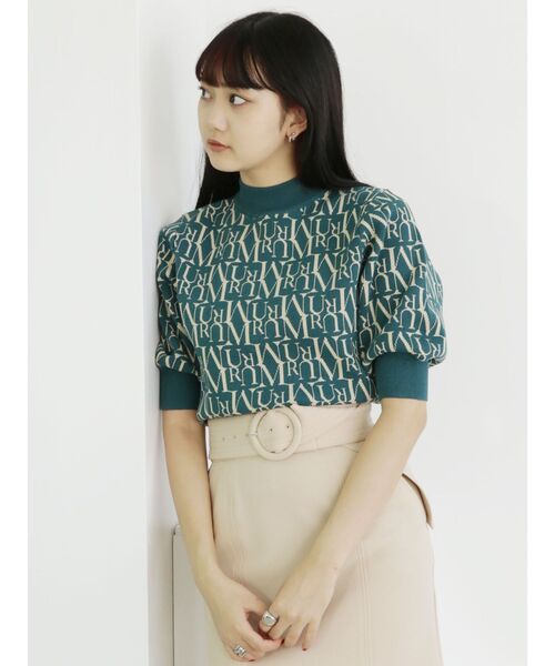 MURUA(ムルーア)の「パターンジャガートハーフニット(ニット/セーター・レディース・ブラック/オレンジ/ブルー/グリーン・FREE)」の15枚目の写真