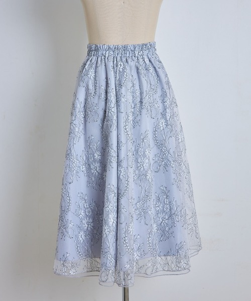 tocco closet（トッコ　クローゼット）の「配色チュールレースフレアスカート（スカート・レディース・ベージュ/グレー系その他・M）」の22枚目の写真