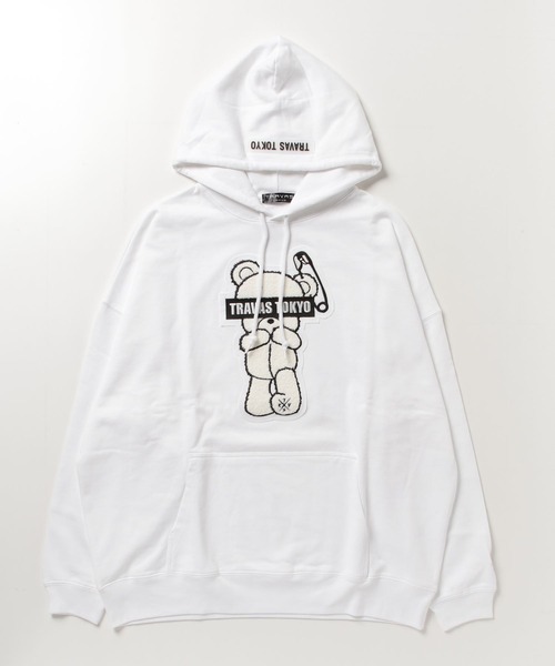 TRAVAS TOKYO(トラバス トウキョウ)の「『TRAVAS TOKYO/トラバス トーキョー』Lil bear hoodie/アップリケ刺繍くまデザインパーカー(パーカー・レディース・ホワイト/ブラック・FREE)」の11枚目の写真