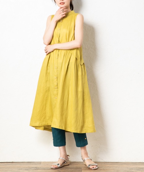 aunt lily(アントリリー)の「フレンチリネンフレンチスリーブドレス(ワンピース・レディース・ブルー/ブラック/イエロー・7号/9号/11号/13号/15号)」の10枚目の写真