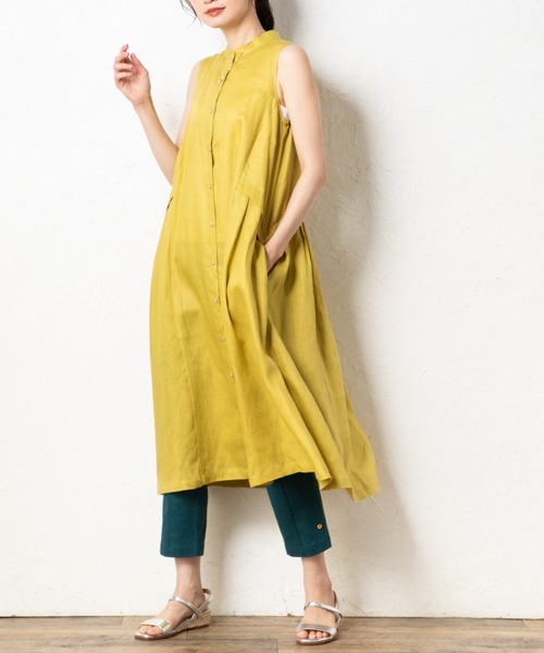 ネストローブ♡リネンフレンチスリーブワンピース セール】フレンチリネンフレンチスリーブドレス（ワンピース
