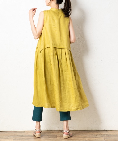 aunt lily(アントリリー)の「フレンチリネンフレンチスリーブドレス(ワンピース・レディース・ブルー/ブラック/イエロー・7号/9号/11号/13号/15号)」の6枚目の写真