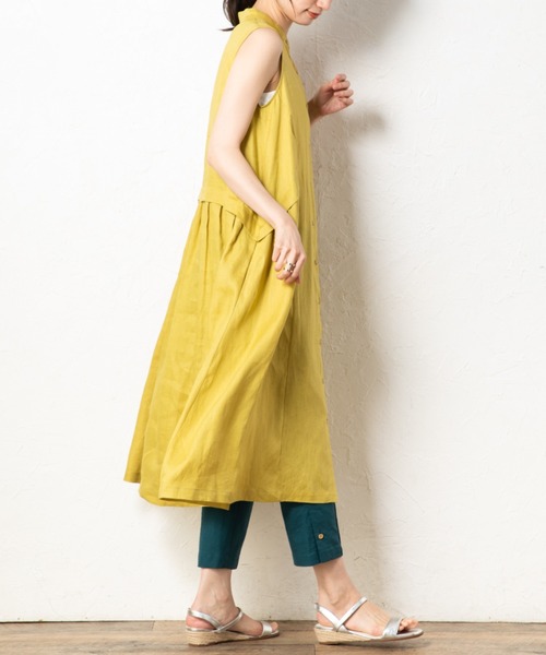 aunt lily(アントリリー)の「フレンチリネンフレンチスリーブドレス(ワンピース・レディース・ブルー/ブラック/イエロー・7号/9号/11号/13号/15号)」の12枚目の写真