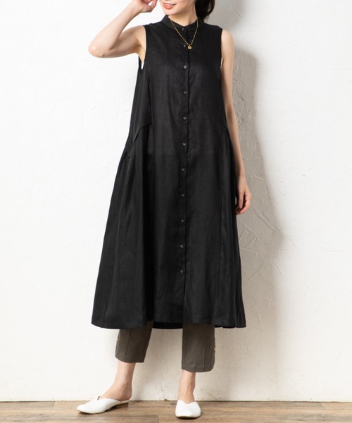 aunt lily(アントリリー)の「フレンチリネンフレンチスリーブドレス(ワンピース・レディース・ブルー/ブラック/イエロー・7号/9号/11号/13号/15号)」の7枚目の写真