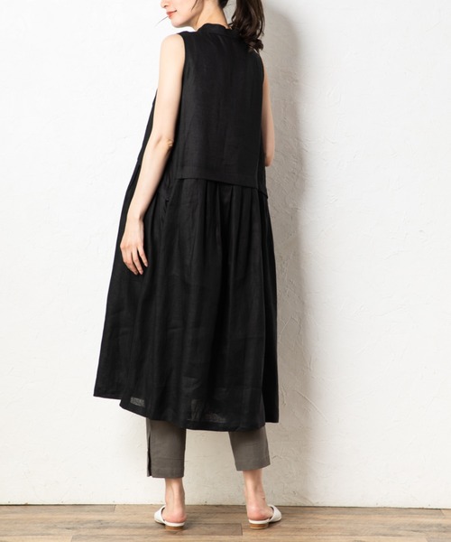 aunt lily(アントリリー)の「フレンチリネンフレンチスリーブドレス(ワンピース・レディース・ブルー/ブラック/イエロー・7号/9号/11号/13号/15号)」の11枚目の写真