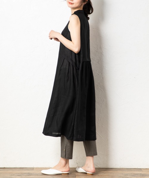 aunt lily(アントリリー)の「フレンチリネンフレンチスリーブドレス(ワンピース・レディース・ブルー/ブラック/イエロー・7号/9号/11号/13号/15号)」の4枚目の写真