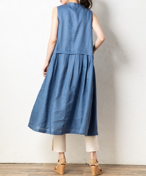 aunt lily(アントリリー)の「フレンチリネンフレンチスリーブドレス(ワンピース・レディース・ブルー/ブラック/イエロー・7号/9号/11号/13号/15号)」の15枚目の写真