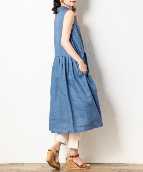 aunt lily(アントリリー)の「フレンチリネンフレンチスリーブドレス(ワンピース・レディース・ブルー/ブラック/イエロー・7号/9号/11号/13号/15号)」の19枚目の写真