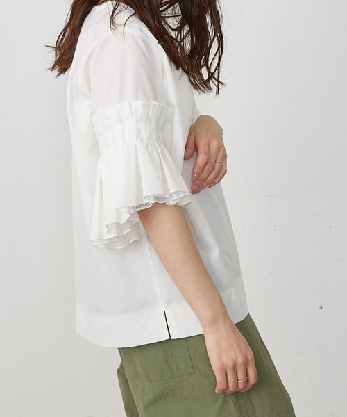 Shelly island(シェリーアイランド)の「ボリュームタックフリルブラウス(シャツ/ブラウス・レディース・ブラック/ホワイト・M)」の8枚目の写真