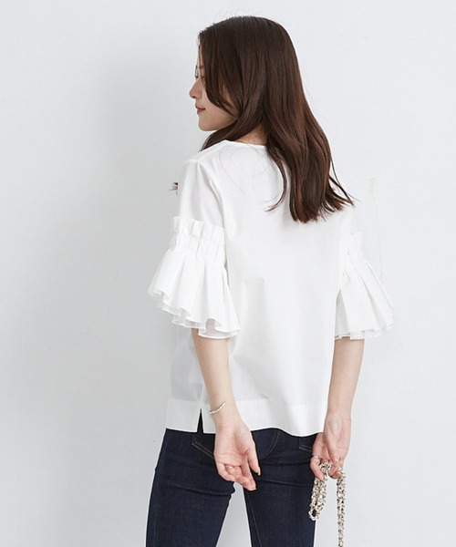 Shelly island(シェリーアイランド)の「ボリュームタックフリルブラウス(シャツ/ブラウス・レディース・ブラック/ホワイト・M)」の10枚目の写真