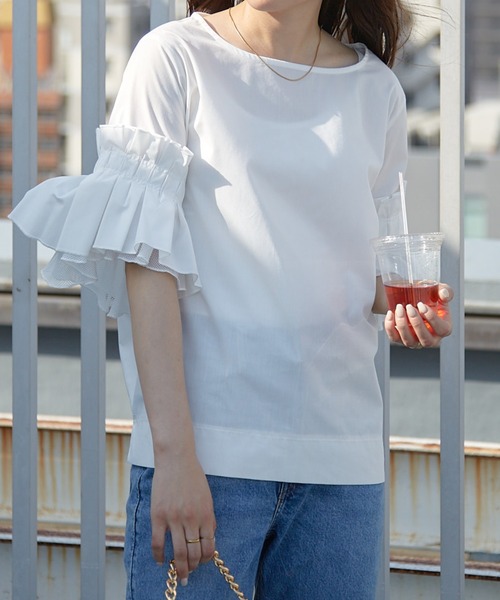 Shelly island(シェリーアイランド)の「ボリュームタックフリルブラウス(シャツ/ブラウス・レディース・ブラック/ホワイト・M)」の21枚目の写真