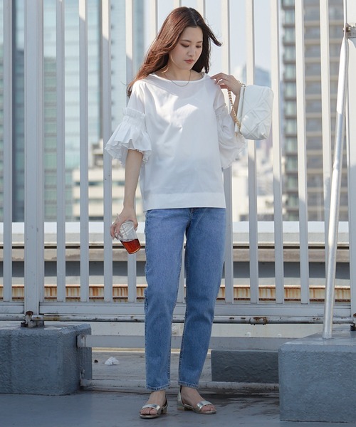 Shelly island(シェリーアイランド)の「ボリュームタックフリルブラウス(シャツ/ブラウス・レディース・ブラック/ホワイト・M)」の22枚目の写真