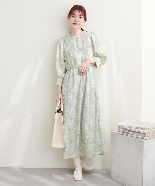 natural couture（ナチュラルクチュール）の「WEB限定カラーあり/シャーリングプリーツワンピース（ワンピース・レディース・ブラウン/ブラック/ライトグレー/その他1/その他2/その他3・FREE）」の5枚目の写真