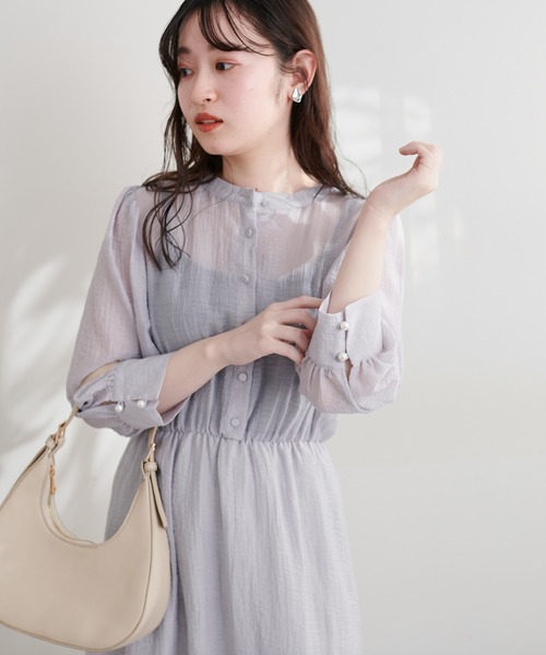 natural couture（ナチュラルクチュール）の「WEB限定カラーあり/シャーリングプリーツワンピース（ワンピース・レディース・ブラウン/ブラック/ライトグレー/その他1/その他2/その他3・FREE）」の13枚目の写真