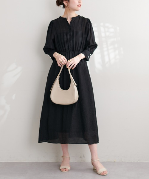 natural couture（ナチュラルクチュール）の「WEB限定カラーあり/シャーリングプリーツワンピース（ワンピース・レディース・ブラウン/ブラック/ライトグレー/その他1/その他2/その他3・FREE）」の9枚目の写真