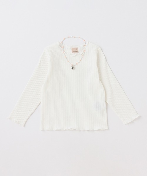 petit main（プティマイン）の「【リンク】ネックレスつきメロートップス(キッズ)（Tシャツ/カットソー・キッズ・アイボリー/ブラック/オレンジ/ラベンダー・100cm/110cm/80ｃｍ/120cm/90cm/130cm）」の2枚目の写真