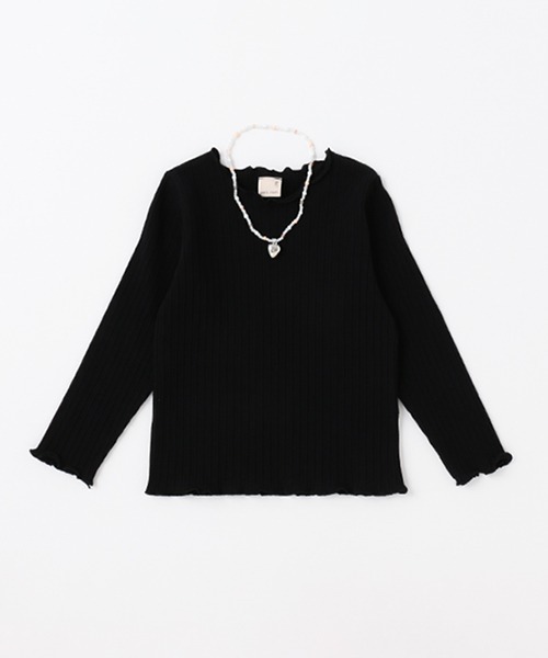 petit main（プティマイン）の「【リンク】ネックレスつきメロートップス(キッズ)（Tシャツ/カットソー・キッズ・アイボリー/ブラック/オレンジ/ラベンダー・100cm/110cm/80ｃｍ/120cm/90cm/130cm）」の3枚目の写真