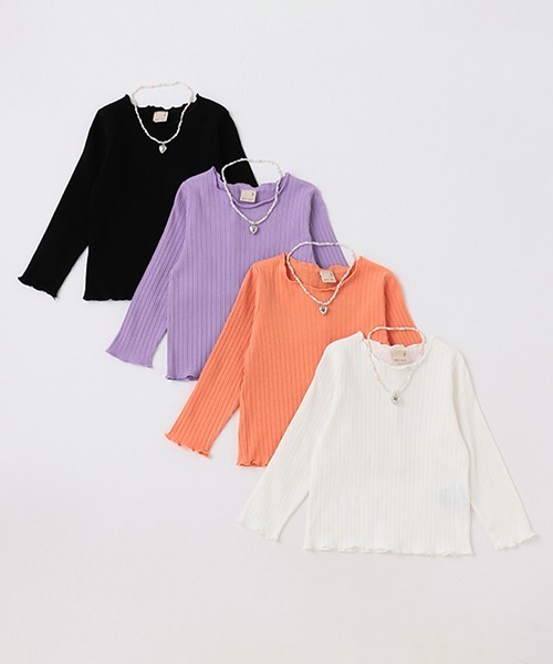 petit main（プティマイン）の「【リンク】ネックレスつきメロートップス(キッズ)（Tシャツ/カットソー・キッズ・アイボリー/ブラック/オレンジ/ラベンダー・100cm/110cm/80ｃｍ/120cm/90cm/130cm）」の9枚目の写真