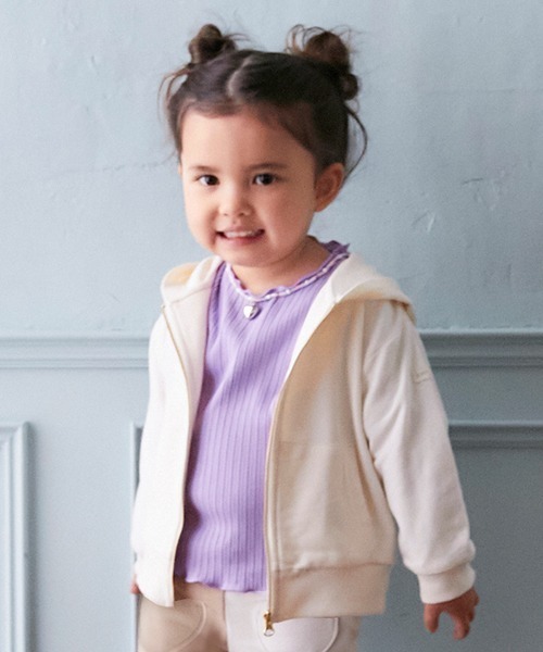 petit main（プティマイン）の「【リンク】ネックレスつきメロートップス(キッズ)（Tシャツ/カットソー・キッズ・アイボリー/ブラック/オレンジ/ラベンダー・100cm/110cm/80ｃｍ/120cm/90cm/130cm）」の18枚目の写真