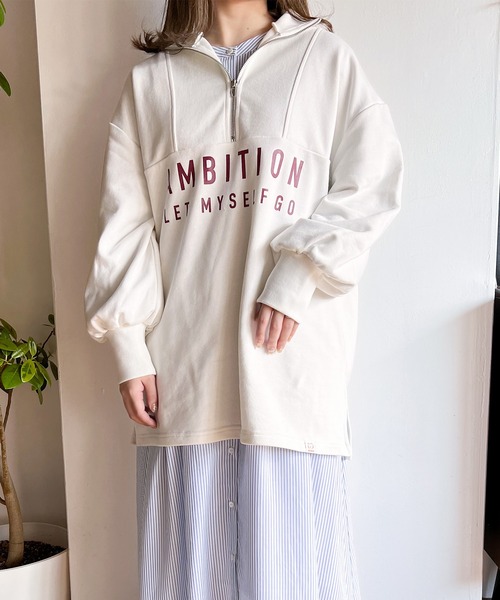 Mysa&Liina（ミーサリーナ）の「オーバーサイズハーフZIPスウェット（スウェット・レディース・杢グレー/オフホワイト/オレンジ・M）」の11枚目の写真