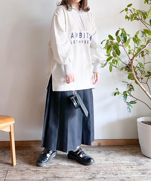 Mysa&Liina（ミーサリーナ）の「オーバーサイズハーフZIPスウェット（スウェット・レディース・杢グレー/オフホワイト/オレンジ・M）」の9枚目の写真