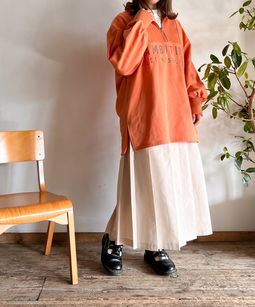 Mysa&Liina（ミーサリーナ）の「オーバーサイズハーフZIPスウェット（スウェット・レディース・杢グレー/オフホワイト/オレンジ・M）」の17枚目の写真