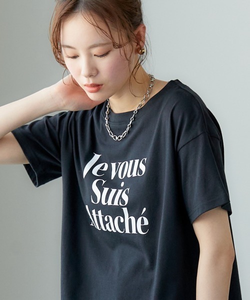 miclat（ミクラ）の「大きいサイズ　シンプルロゴT　miclat（Tシャツ/カットソー・レディース・オフホワイト/ブラック・L/LL/3L/4L/5L）」の3枚目の写真