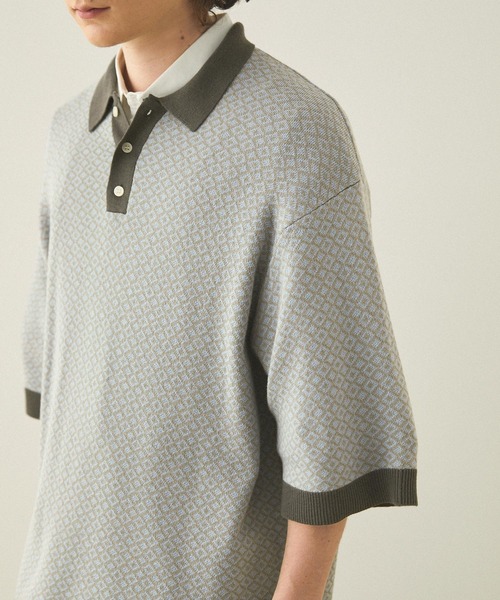 EMMA CLOTHES(エマクローズ)の「ジャガードクラシックパターンニットポロシャツ(ポロシャツ・メンズ・グレー/ブラック/ブラウン/グリーン/ベージュ/ライトブルー/アイボリー/オリーブ/ネイビー・M/L)」の20枚目の写真