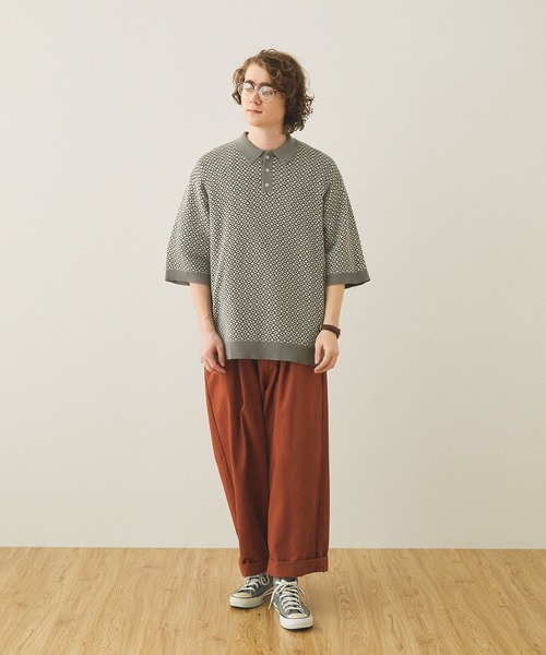 マルチカラージャガードニットポロ MULTI COLLAR JACQUARD KNIT POLO/マルチカラージャガード