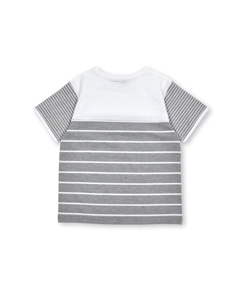 BeBe（ベベ）の「BeBe/【お揃い】マリンボーダーポケットTシャツ(80~150cm)（Tシャツ/カットソー・キッズ・グレー系その他/ブルー系その他・120/80/140/150/110/100/90/130）」の9枚目の写真