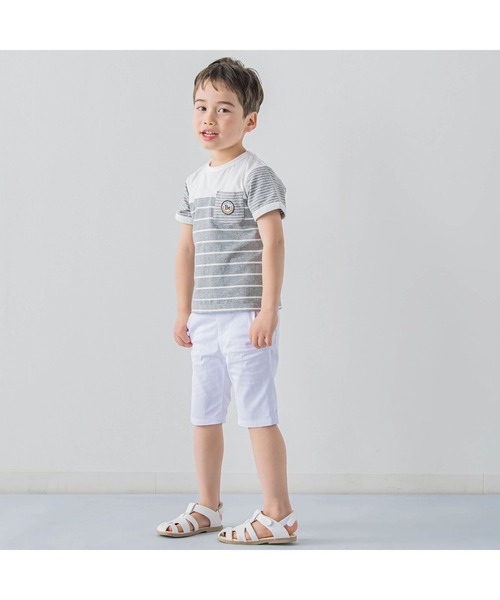 BeBe（ベベ）の「BeBe/【お揃い】マリンボーダーポケットTシャツ(80~150cm)（Tシャツ/カットソー・キッズ・グレー系その他/ブルー系その他・120/80/140/150/110/100/90/130）」の7枚目の写真