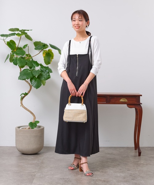 Chez toi(シェトワ)の「バンブーハンドル異素材バッグ(ショルダーバッグ・レディース・ブラック/オフホワイト/アイボリー・FREE)」の16枚目の写真