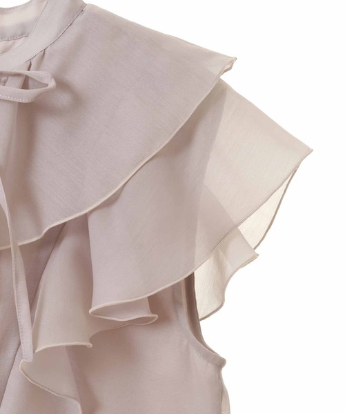 31 Sons de mode（トランテアン　ソン　ドゥ　モード）の「フリルシアーブラウス（シャツ/ブラウス・レディース・サックスブルー/グレー/オフホワイト・36）」の9枚目の写真